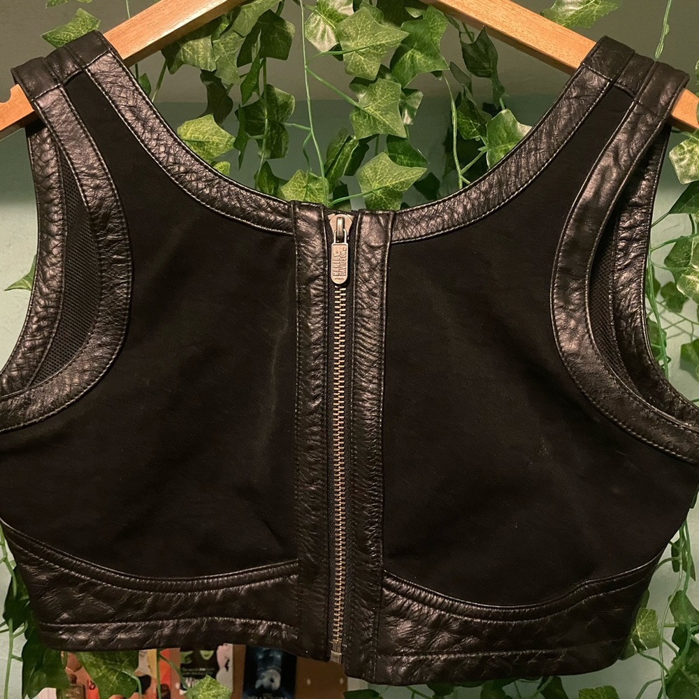 Harley Davidson Women Black Leather Bra Top